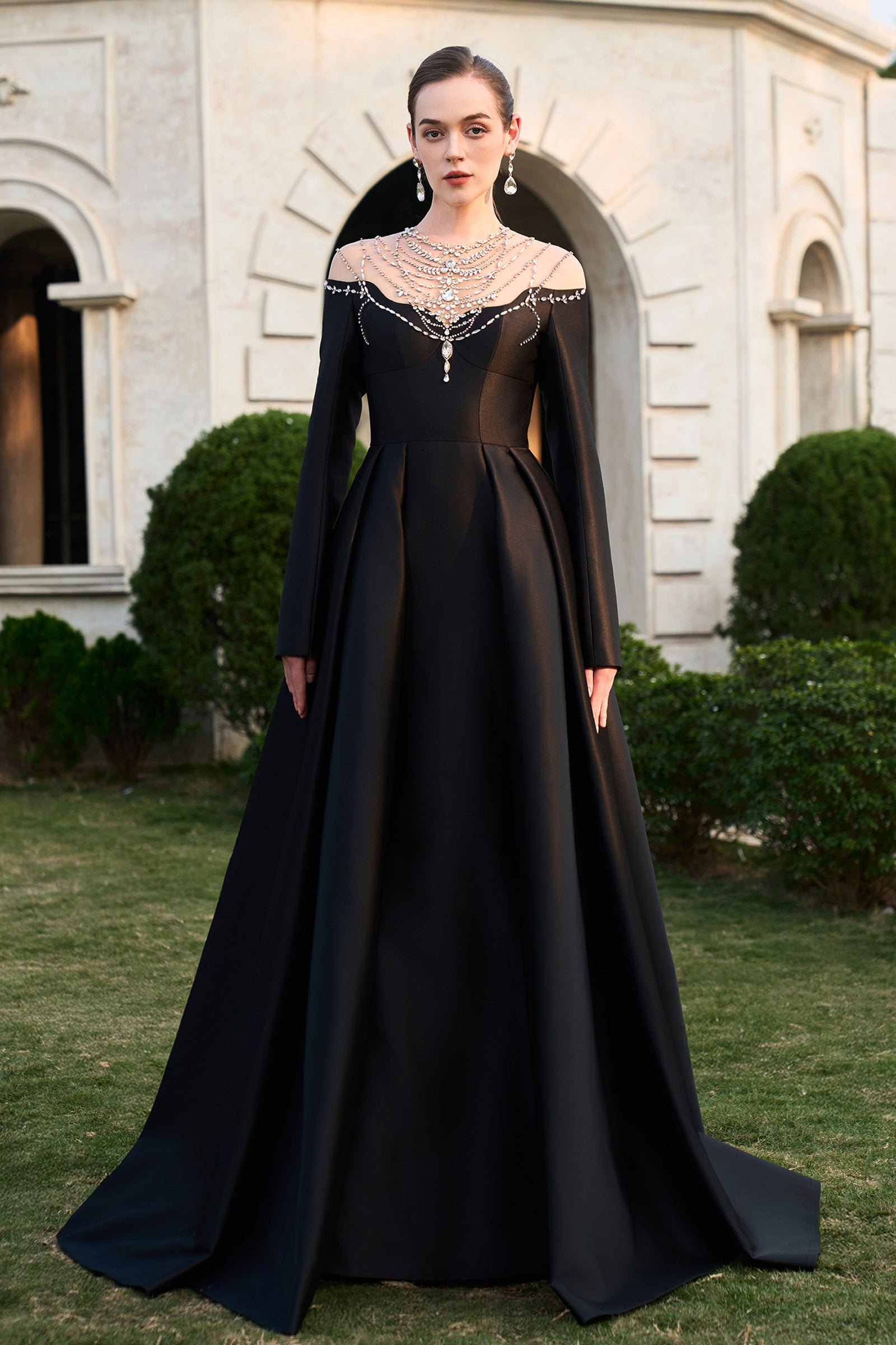 glamorous long dresses Navy Blue Long Velvet Evening Dresses Open Back Prom Gowns main image 1