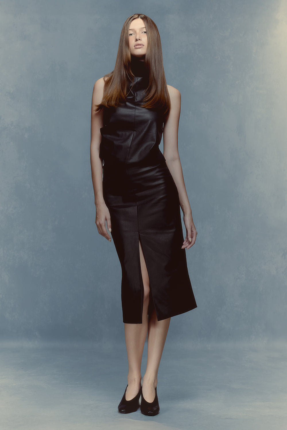 high neck silk midi dress Women's Evy High Neck Midi Dress Black S/M/L/Customize MEAN BLVD