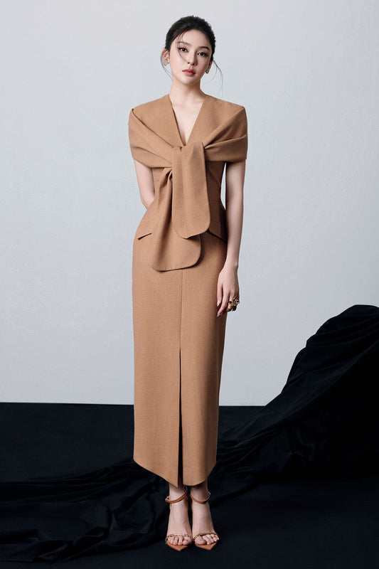 Odessa V-Neck Draped Midi Dress