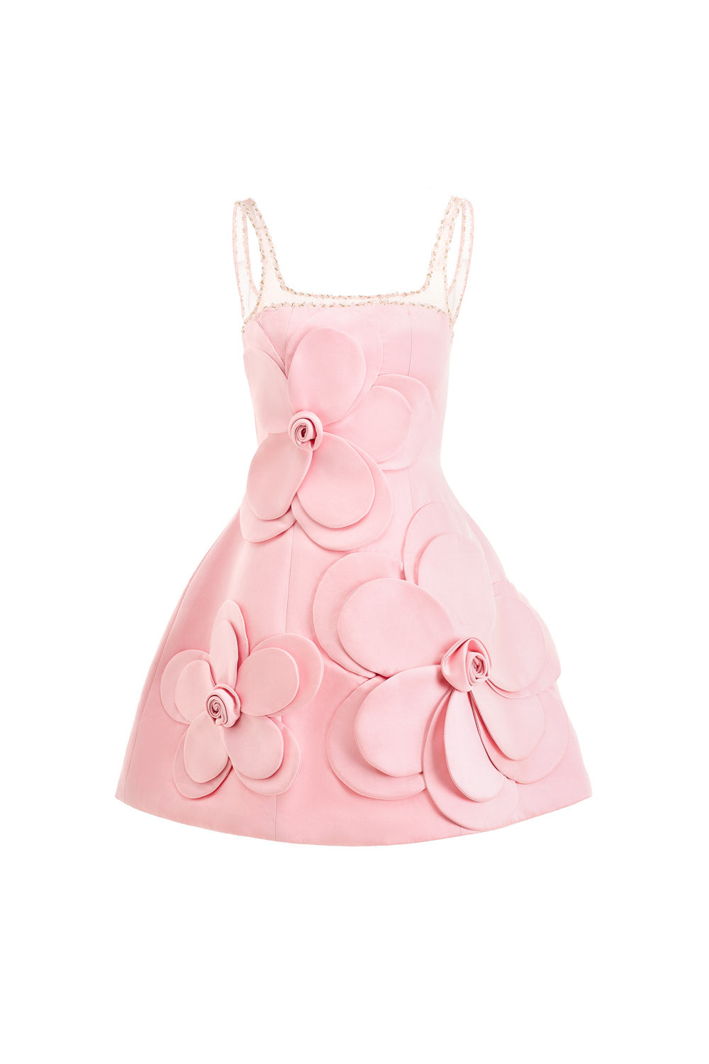 Women's Anahi Fit and Flare Strappy Polyester Mini Dress XXS/XS/S/M/L/XL/XXL/3XL/Customize Beige/Light Yellow/Pink MEAN BLVD Pink / 3XL
