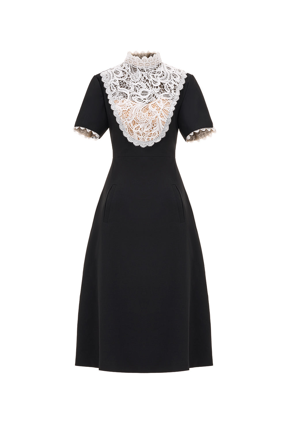 Women's Maifen A-line Mock Neck Linen Cotton Midi Dress S/M/L/Customize Black and White /White/Black MEAN BLVD Black and White / M Women's Maifen A-line Mock Neck Linen Cotton Midi Dress S/M/L/Customize Black and White /White/Black MEAN BLVD Black and White / M