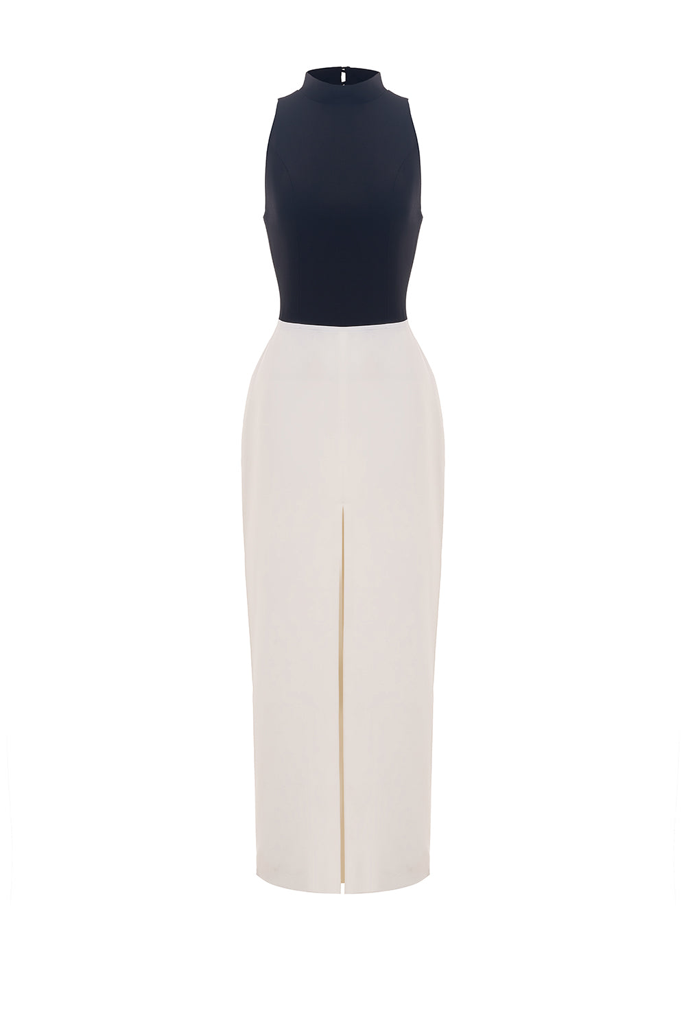 white christmas dresses Women's Charter Slit High Neck Wool Cotton Ankle Length Dress 0/1/2/Customize Black and White Mean Blvd Black and White / 2
