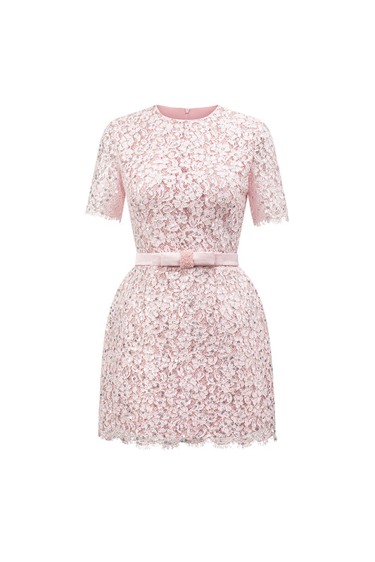 Gianna Short sleeves Lace Mini Dress - MEAN BLVD