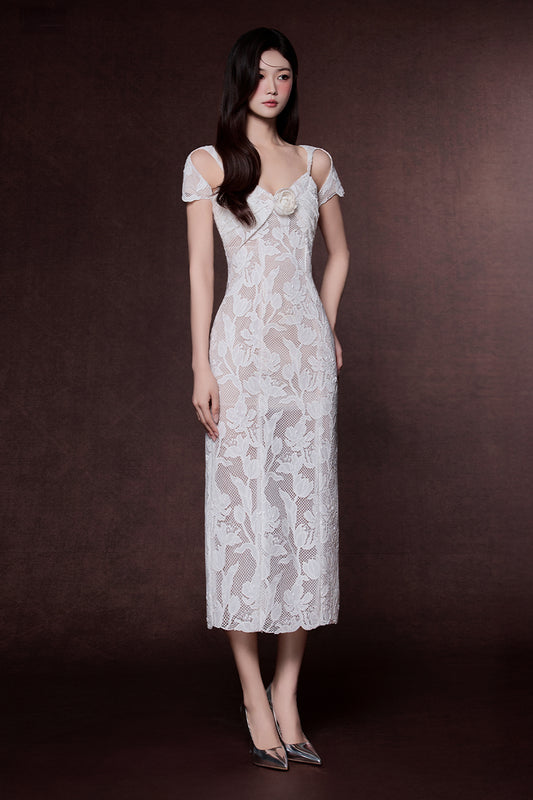 Giselle Sweetheart Applique Midi Dress - MEAN BLVD