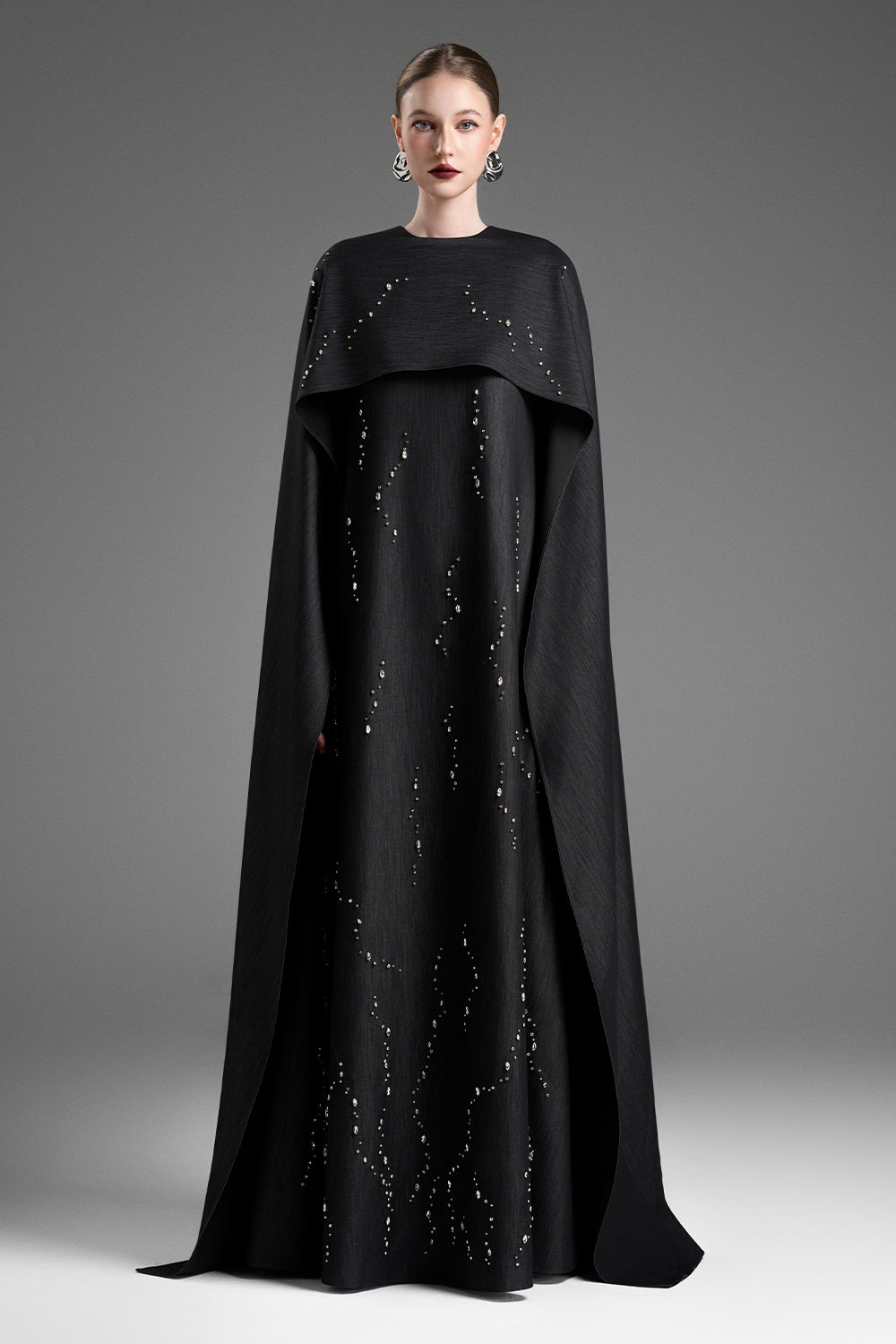 giulia maxi dress Women's Giulia Cape Sleeve Rhinestone Maxi Dress  XXS/XS/S/M/L/XL/XXL/Customize Black MEAN BLVD