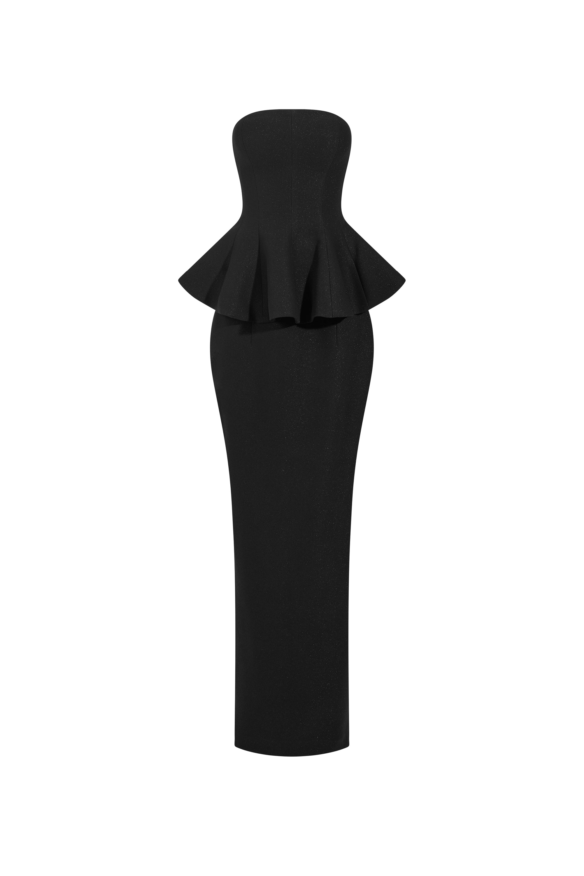 Women's Gwen Peplum Crepe Maxi Dress Customize Black MEAN BLVD Women's Gwen Peplum Crepe Maxi Dress Customize Black MEAN BLVD