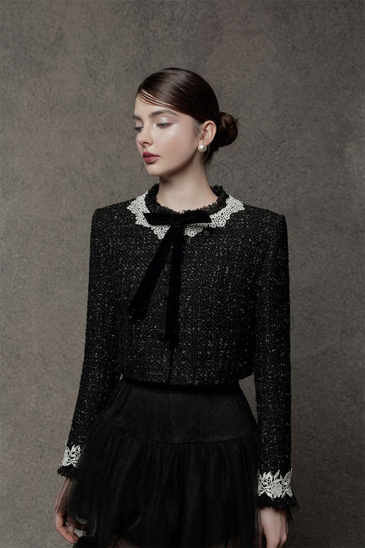 Helen Straight Long Sleeved Tweed Jacket