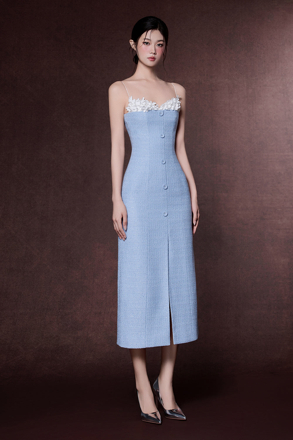 Women's Hyatt Sweetheart Applique Midi Dress XS/S/M/L/Customize Pastel  Blue/Ivory MEAN BLVD