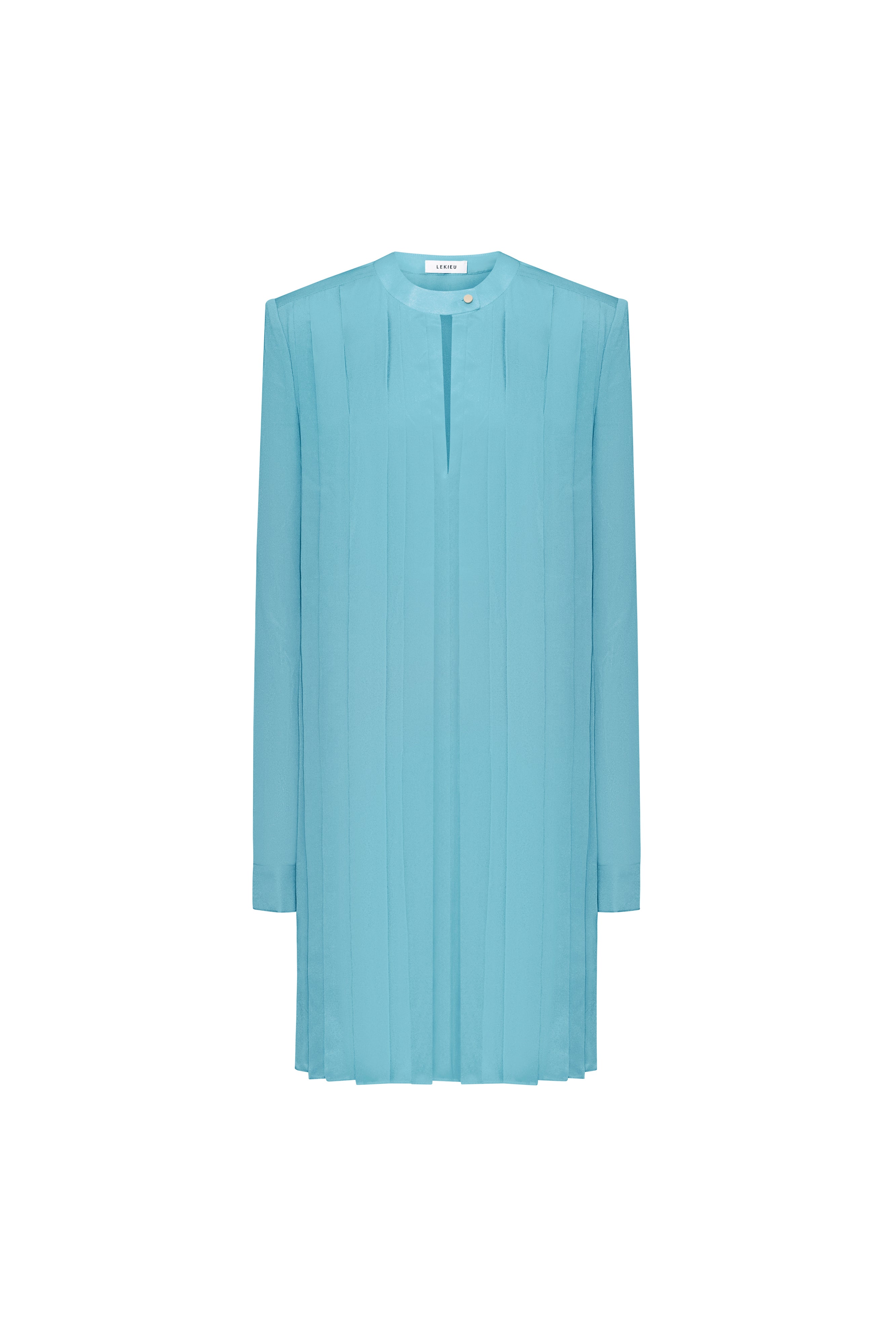 Women's Sorbonne Straight Round Neck Silk Chiffon Mini Dress  XS/S/M/L/XL/XXL/3XL/Customize Aquamarine Blue MEAN BLVD