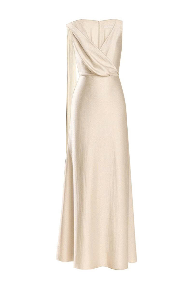 Women's Arisa V-Neck Maxi Dress Beige S/M/L/XL/XXL/Customize MEAN BLVD