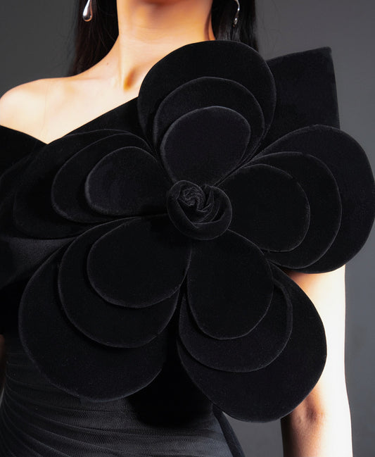 Lester A-line Side Pleated Polyester Floor Length Dress