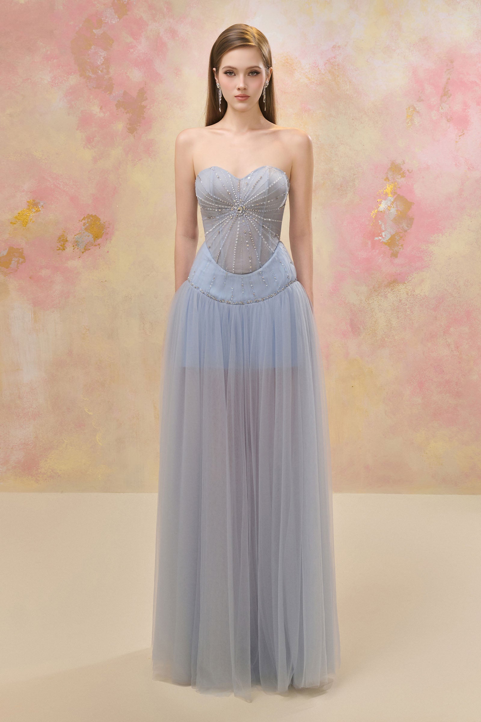 Women's Isabella Sweetheart Maxi Dress Airy Blue S/M/L/Customize MEAN BLVD