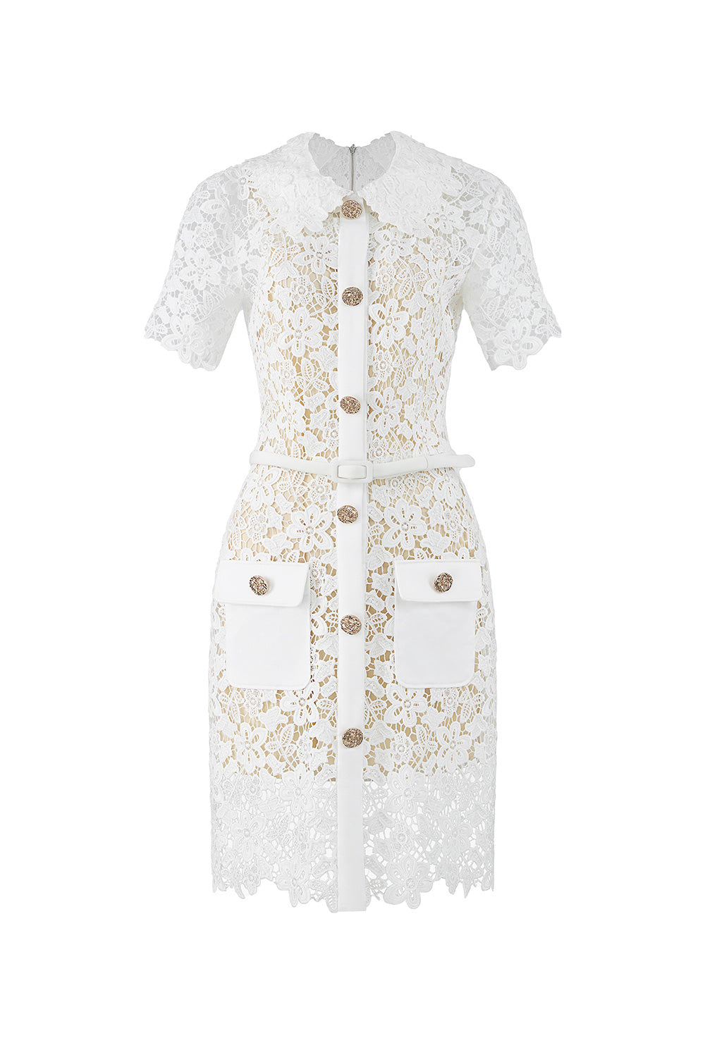 Women's Blossom A-line Single Breasted Lace Mini Dress XS/S/M/L/XL/Customize Ivory White MEAN BLVD Ivory White / M Women's Blossom A-line Single Breasted Lace Mini Dress XS/S/M/L/XL/Customize Ivory White MEAN BLVD Ivory White / M
