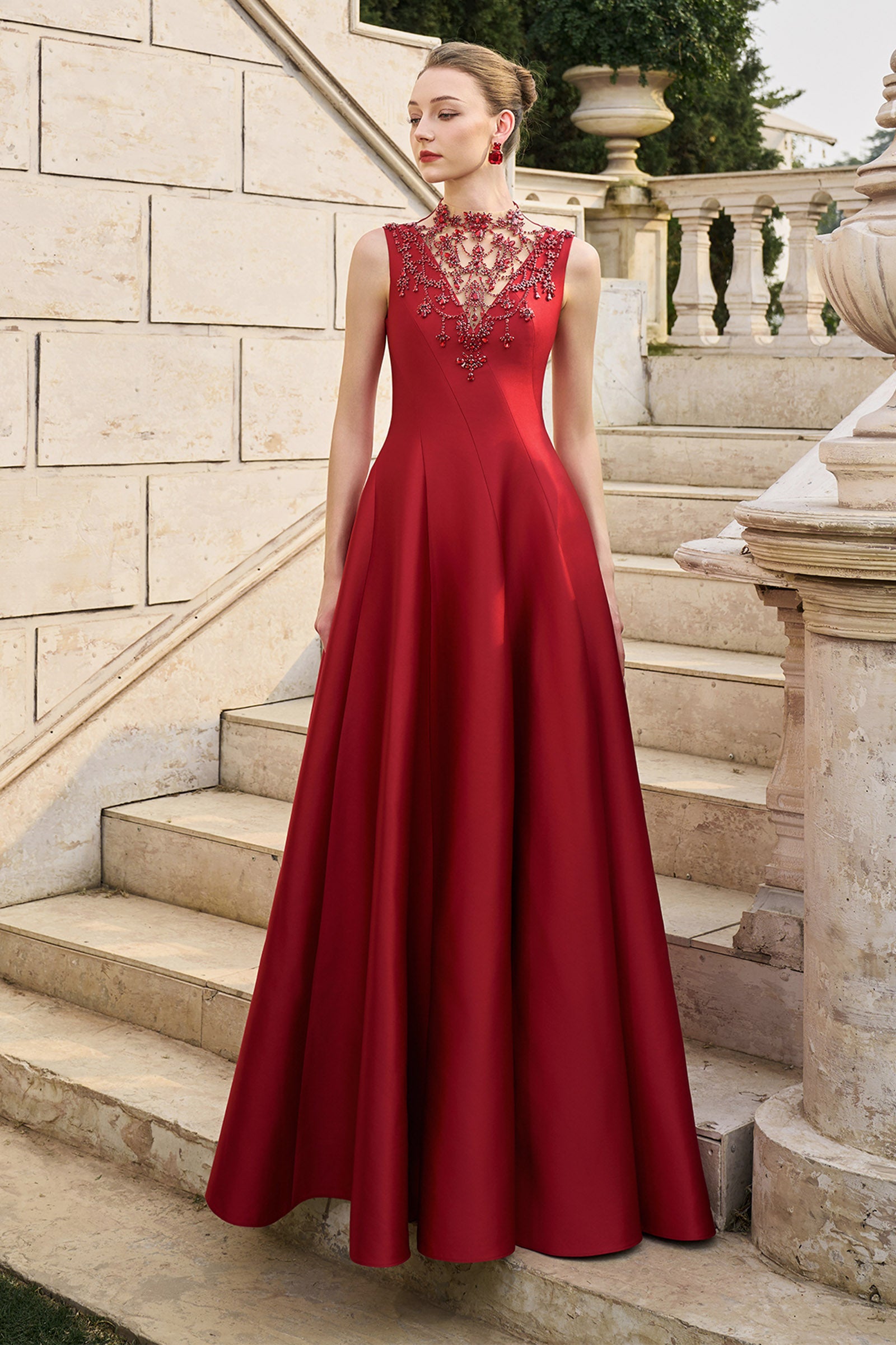 Women's Jade Bead Maxi Dress Ruby Wine XS/S/M/L/XL/XXL/Customize MEAN BLVD, Ruby Wine / XS