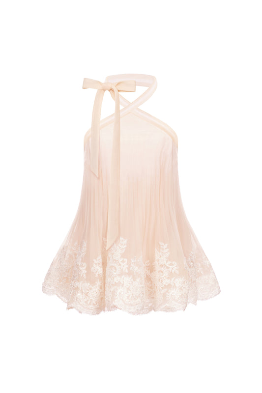 Julia Babydoll Halter Neck Crinkle Organza Top