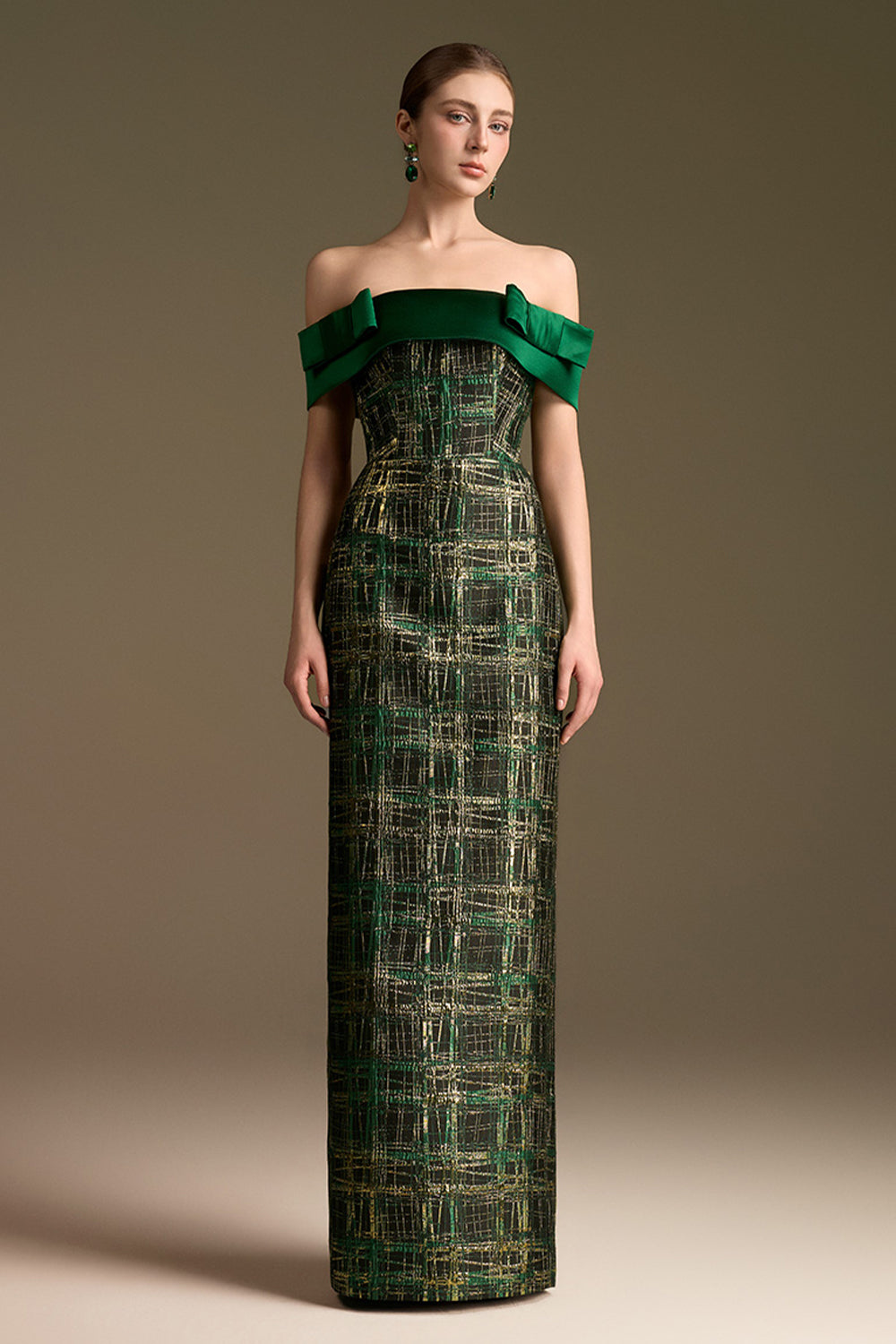Women's Juliette Off-Shoulder Maxi Dress Green Moss  XS/S/M/L/XL/XXL/Customize MEAN BLVD