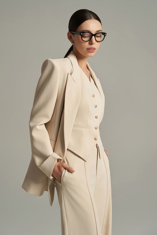 Katherin Straight Long Sleeved Corduroy Blazer