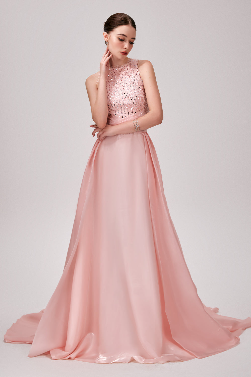 Women's Kate A-line Sequin Maxi Dress XS/S/M/L/Customize Soft Pink MEAN BLVD Women's Kate A-line Sequin Maxi Dress XS/S/M/L/Customize Soft Pink MEAN BLVD