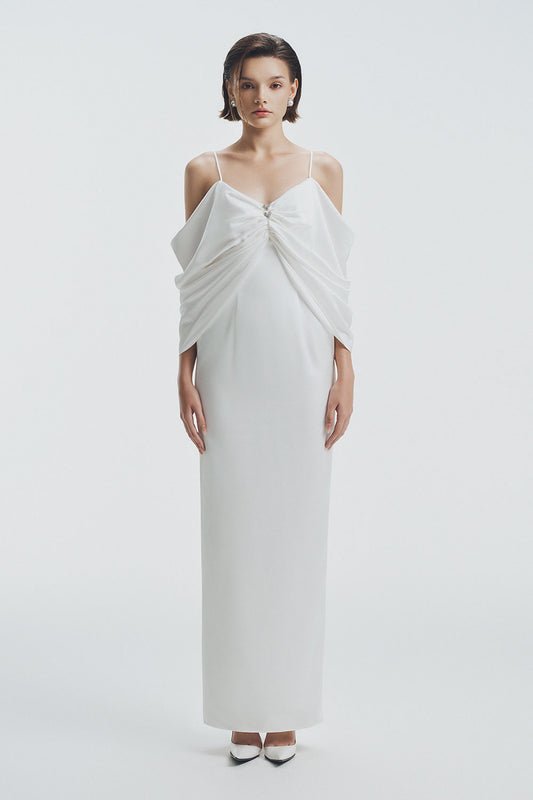 Aurelia Sheath Spaghetti Strap Silk Ankle Length Dress