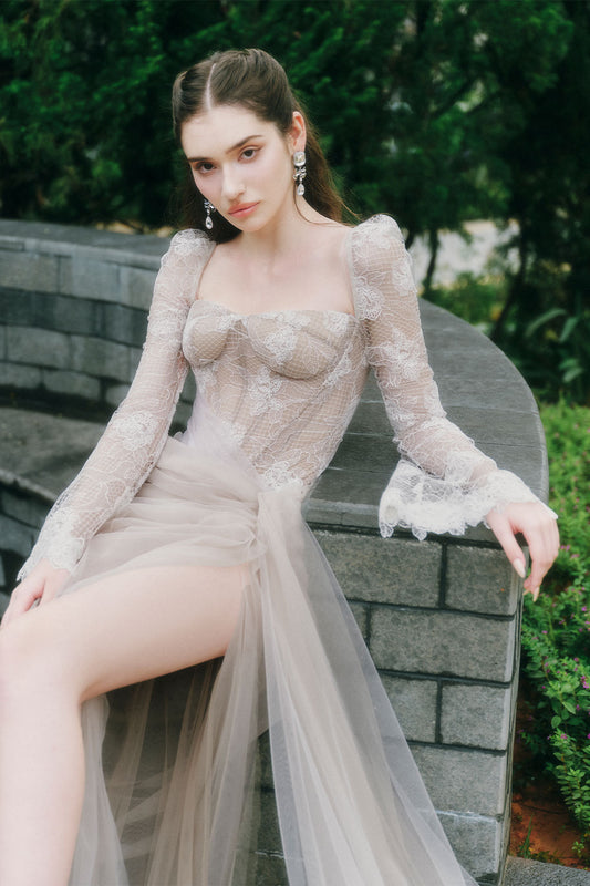 Fairy Sarong Side Slit Lace Floor Length Dress