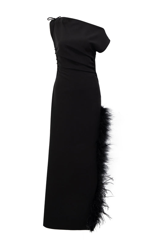 La Feme Sheath Side Slit Cotton Blend Ankle Length Dress