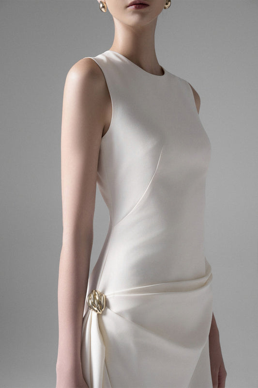 Lucy A-line Extended Flap Twill Mini Dress