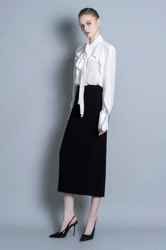 Santa Blouson Poet Sleeved Crepe De Chine Shirt