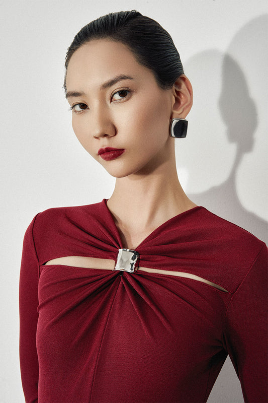 Esme A-line Draped Jersey Ankle Length Dress