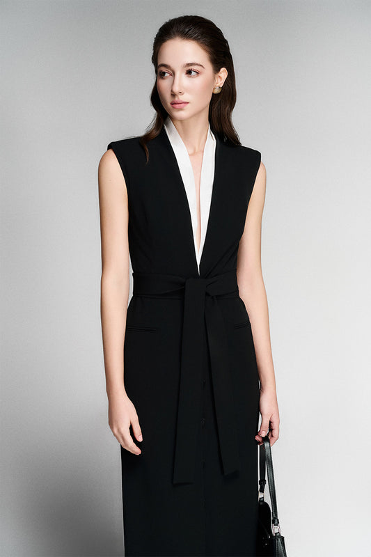 Katerina Sheath Plunge Neck Twill Silk Midi Dress