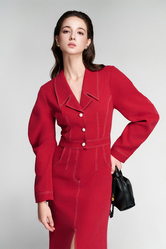 Wren A-line Leg Of Mutton Sleeved Tencel Midi Dress