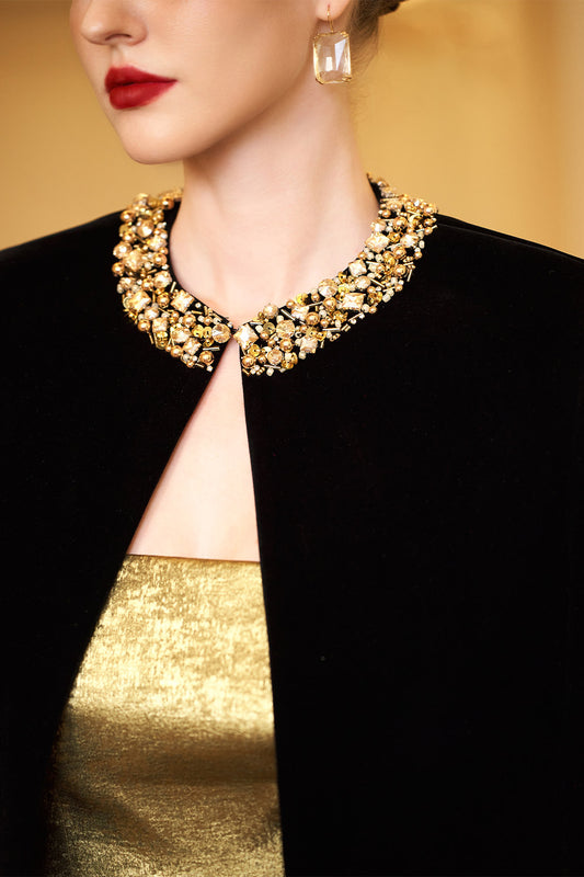 Vera Mermaid Cape Shoulder Silk Floor Length Set