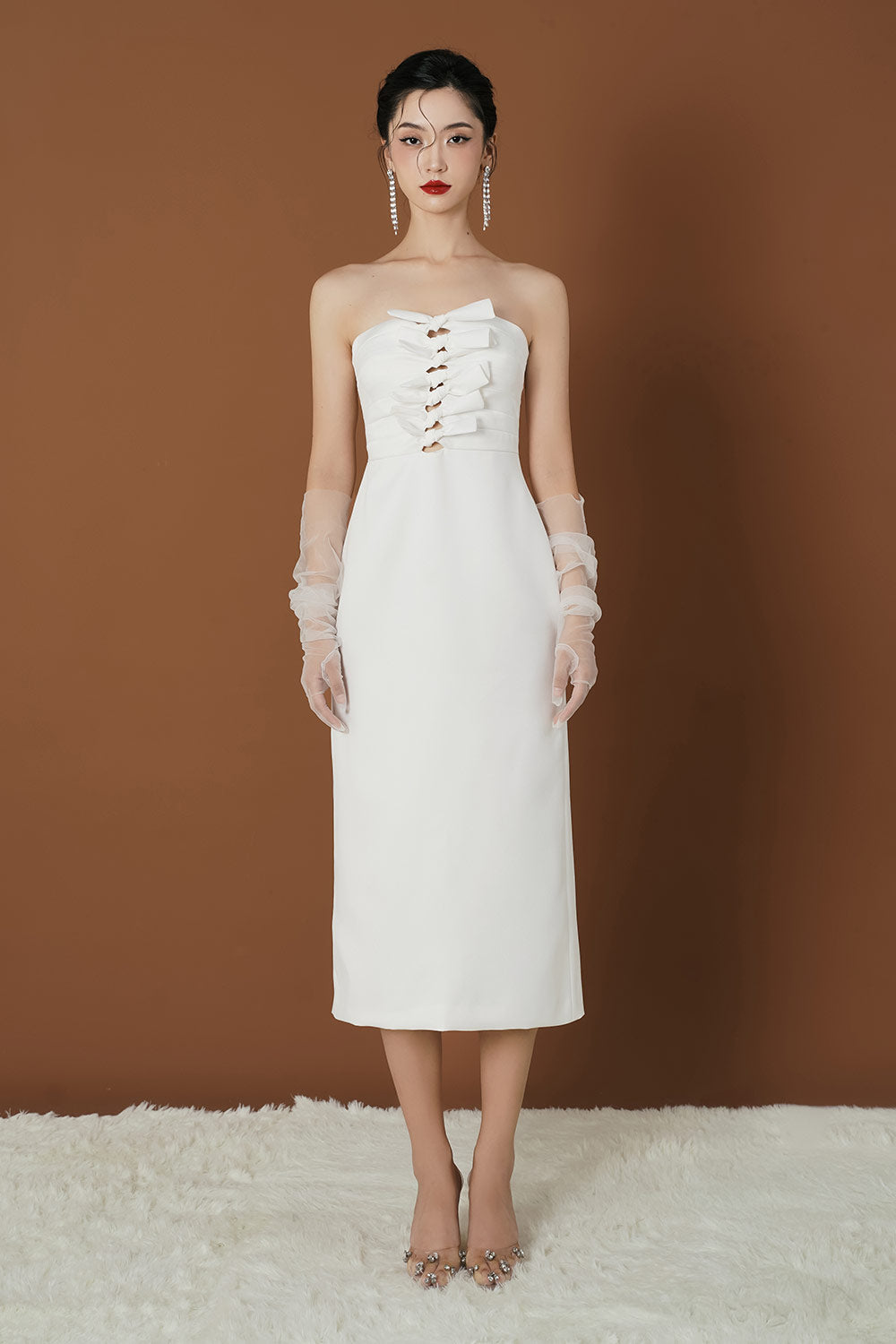 Women's Bowny A-Line Straight Across Neck Taffeta Midi Dress S/M/L/Customize White/Red Mean Blvd White / Customize Women's Bowny A-Line Straight Across Neck Taffeta Midi Dress S/M/L/Customize White/Red Mean Blvd White / Customize