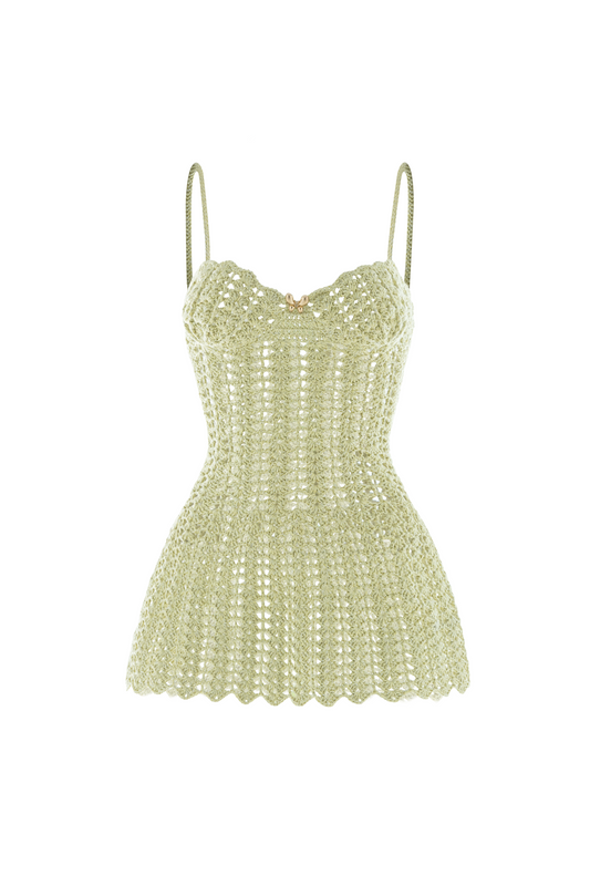 Corallo A-line Spaghetti Strap Crochet Mini Dress