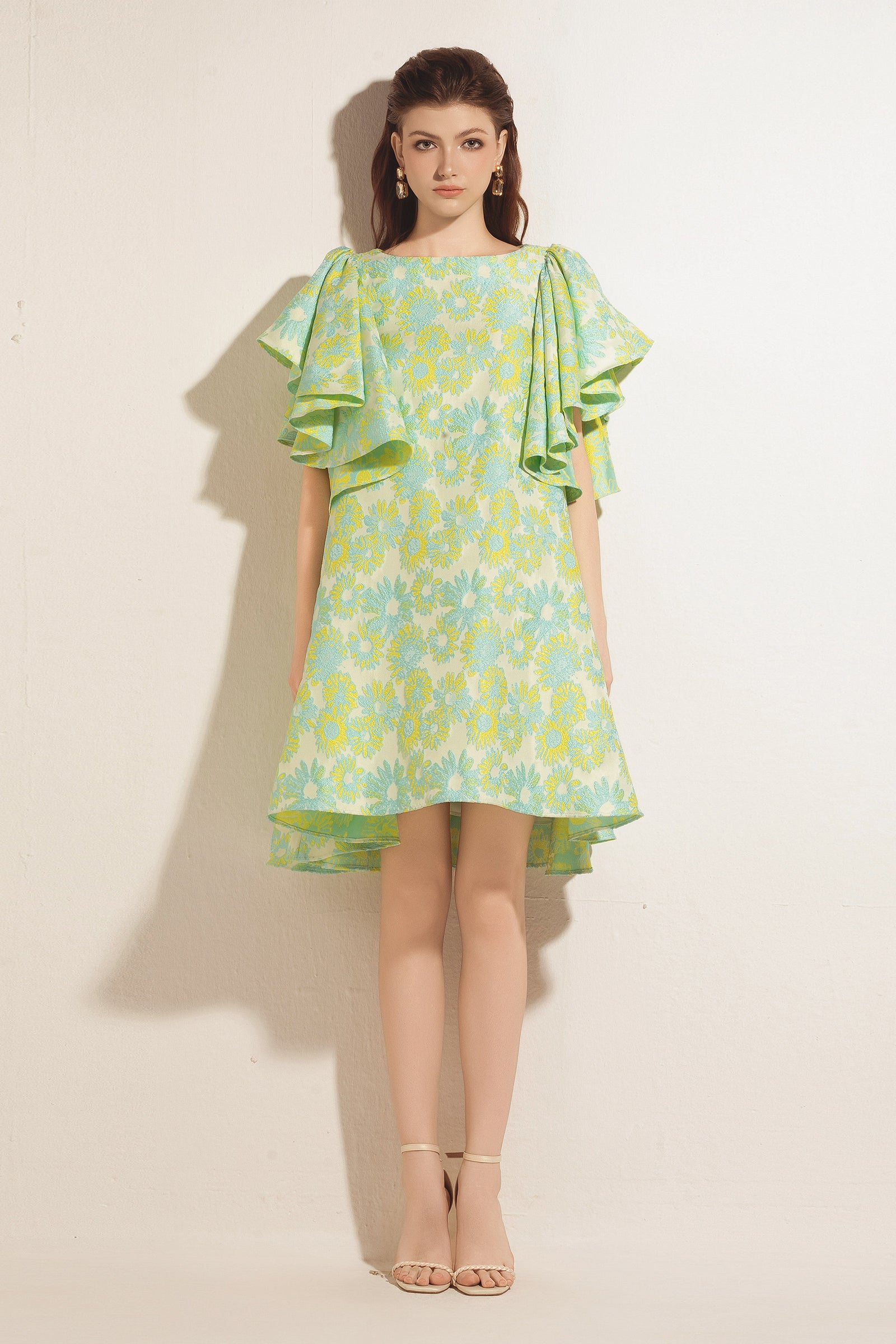 green butterfly sleeve dress Ivy Butterfly Gown– Teuta Matoshi main image 1