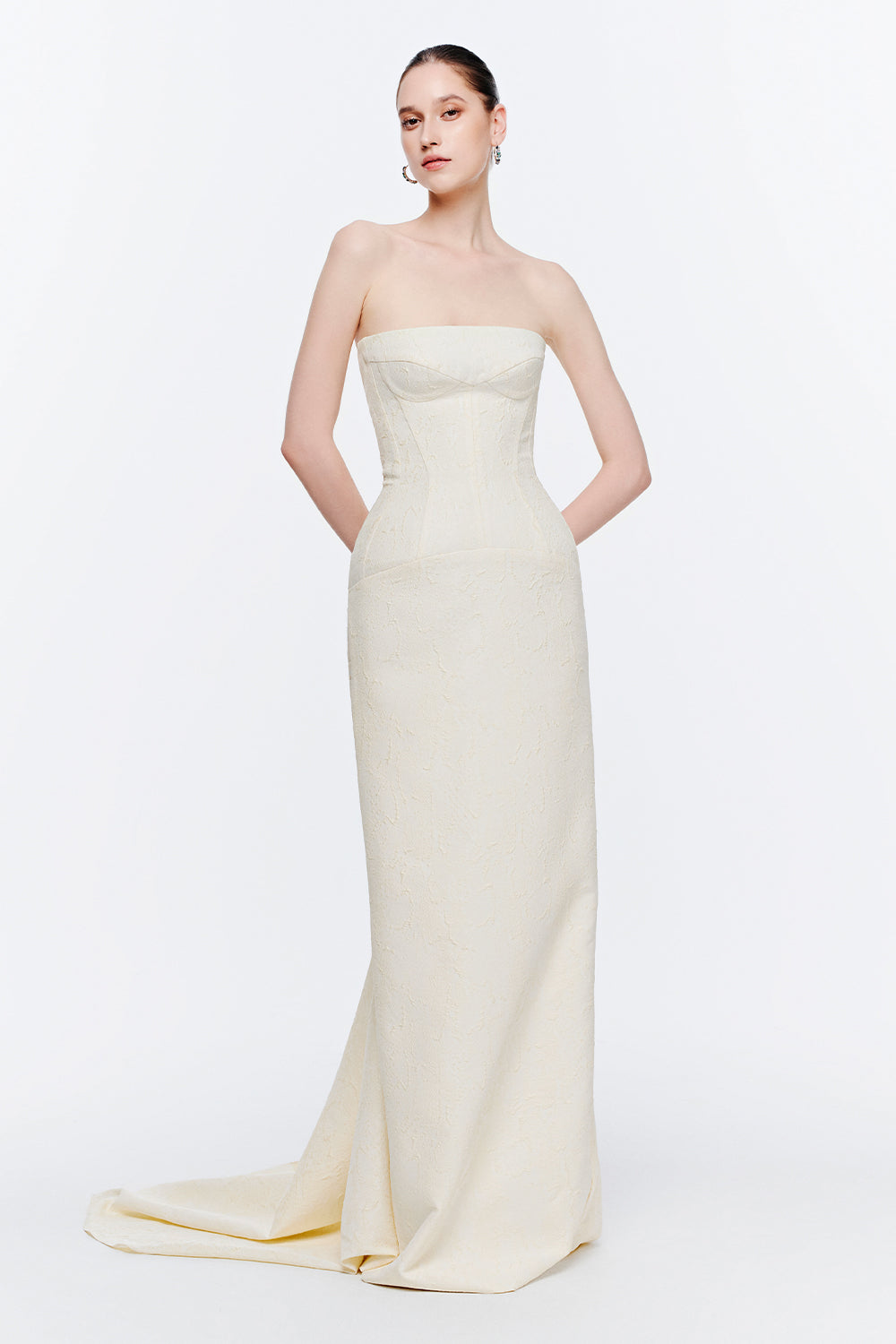 liberty maxi dress Women's Liberty Sheath Brocade Maxi Dress 34/36/38/Customize Ivory MEAN BLVD Ivory / Customize