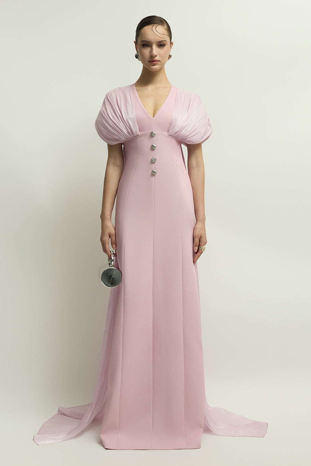 Women's Lille Puff Sleeve Draped Maxi Dress S/M/L/XL/XXL/Customize Dusty Pink MEAN BLVD Dusty Pink / Customize Women's Lille Puff Sleeve Draped Maxi Dress S/M/L/XL/XXL/Customize Dusty Pink MEAN BLVD Dusty Pink / Customize