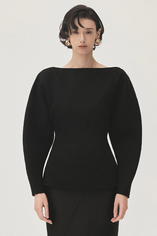 Tam Hourglass Boat Neck Tweed Top