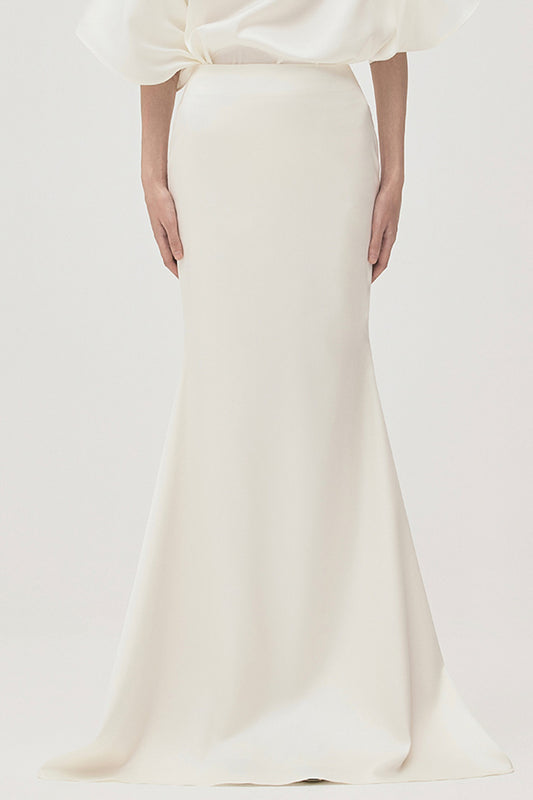 Kieu Trumpet Asymmetric Satin Maxi Skirt