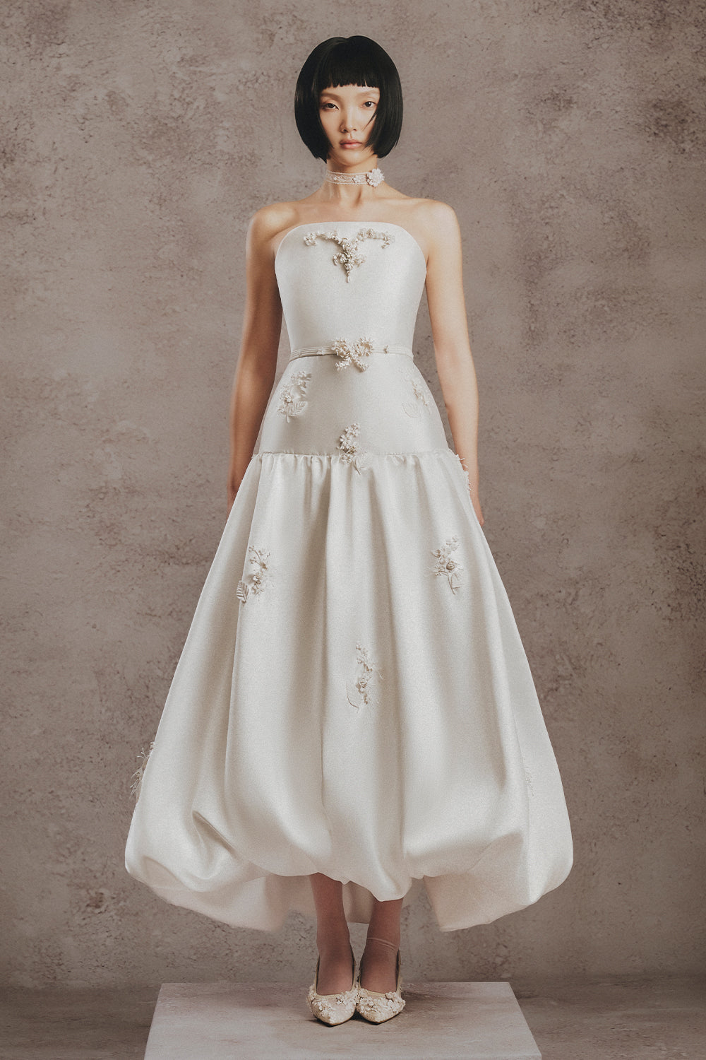 white midi bubble dress Lumi Bubble Midi Dress