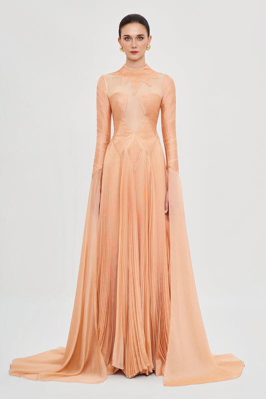 Lumina Mirage Split Sleeve Pleated Maxi Dress - MEAN BLVD