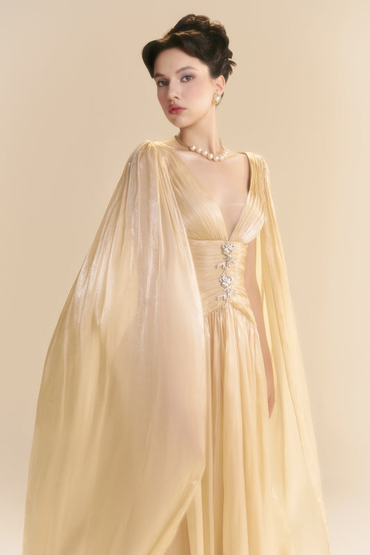 Lustre V-Neck Pin Tuck Maxi Dress - MEAN BLVD