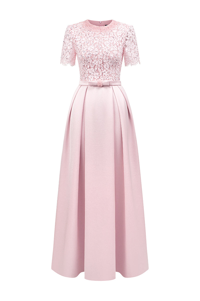 open lace back dress Women's Lyanna A-line Draped Maxi Dress XS/S/M/L/XL/XXL/Customize Whisper  Pink/Sky Blue MEAN BLVD