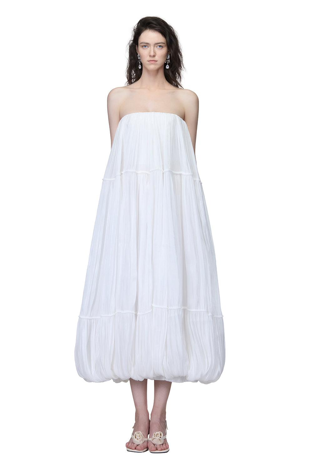 white midi bubble dress Women's Lysae Bubble Midi Dress White XS/S/M/L/Customize MEAN BLVD