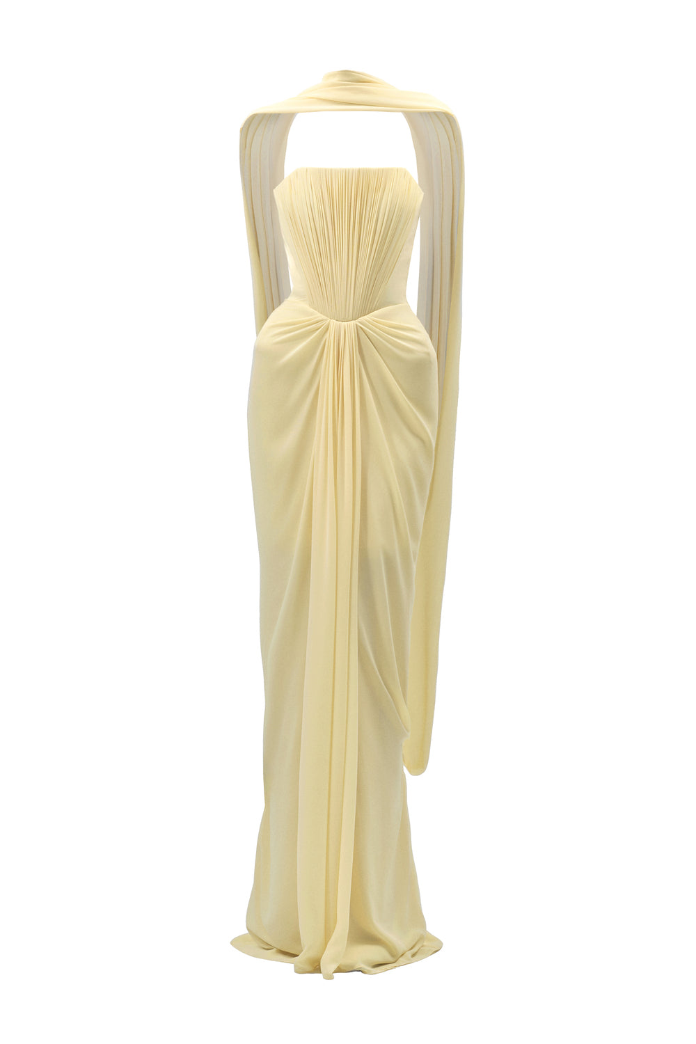 white christmas dresses Love Me | Lemon Satin Skater Mini Dress with Chiffon Scarf