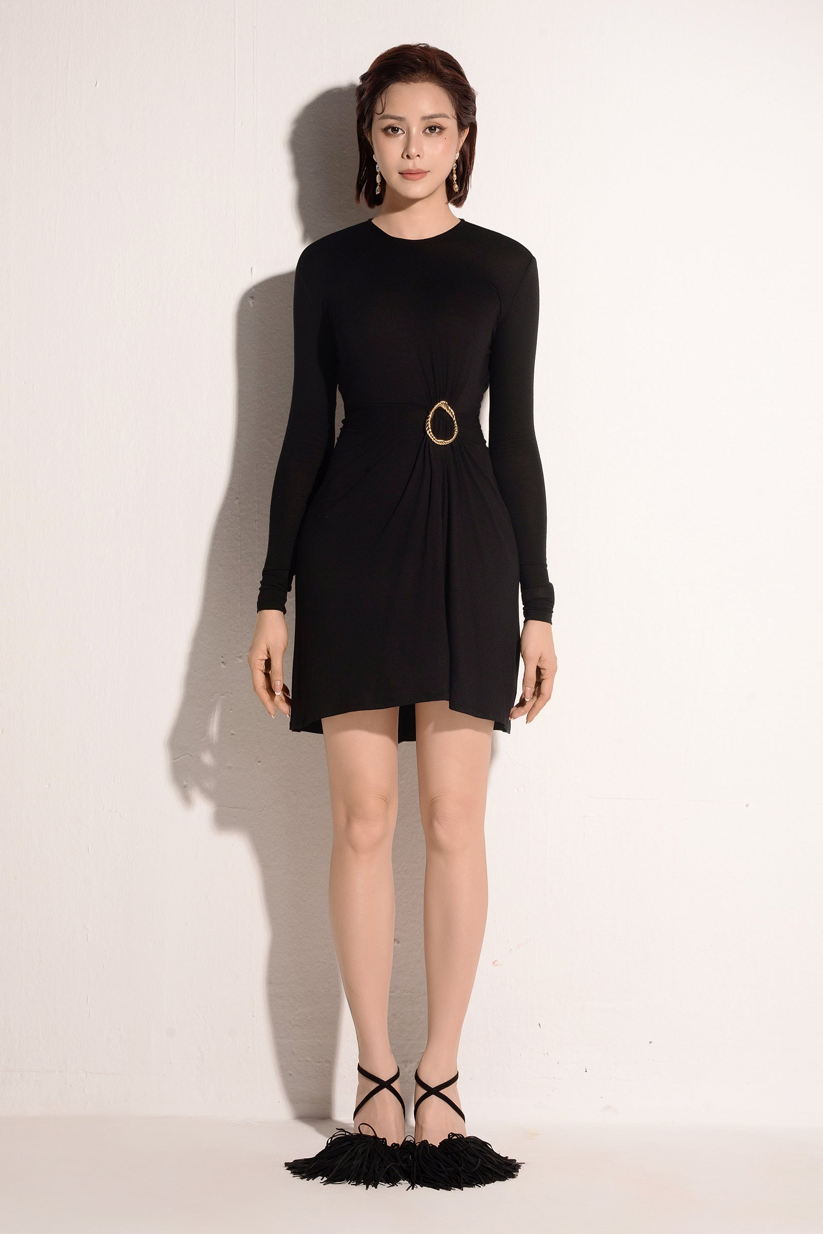 draped waist mini dress Draped Mesh One Shoulder Mini Dress