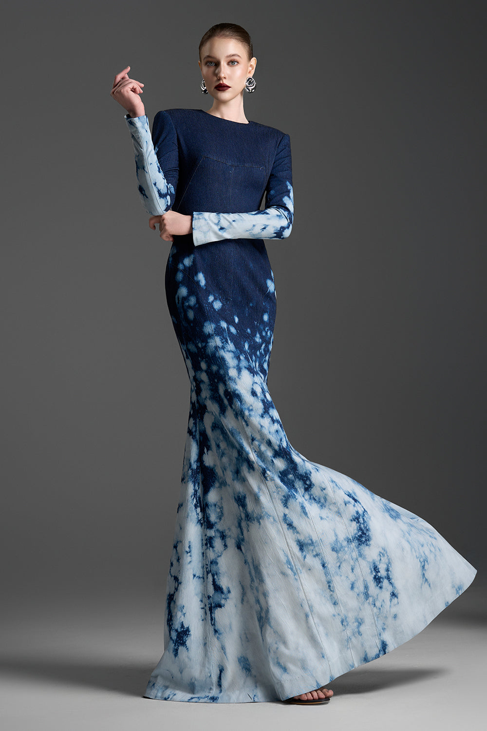 Women's Mila Mermaid Denim Maxi Dress XXS/XS/S/M/L/XL/XXL/Customize Blue Ribbon MEAN BLVD Women's Mila Mermaid Denim Maxi Dress XXS/XS/S/M/L/XL/XXL/Customize Blue Ribbon MEAN BLVD