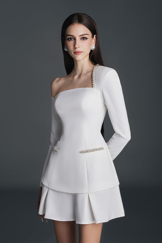 Moana Drop Waist Layered Cotton Spandex Mini Dress