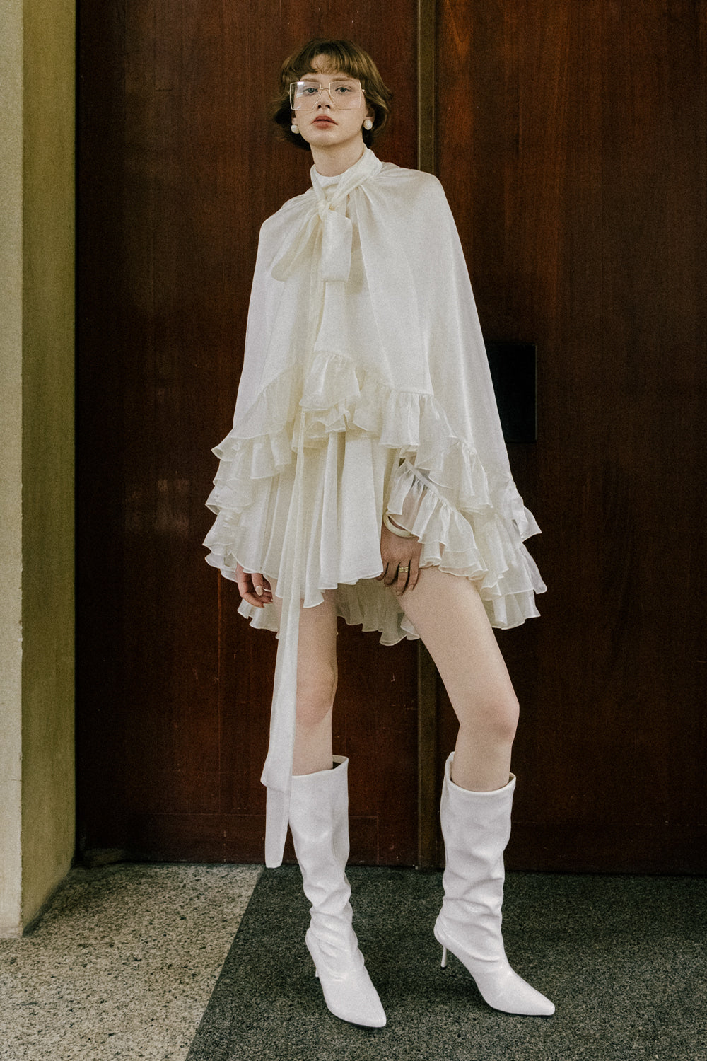 Monarch Asymmetric Mini Dress - Ivory / L Monarch Asymmetric Mini Dress - Ivory / L