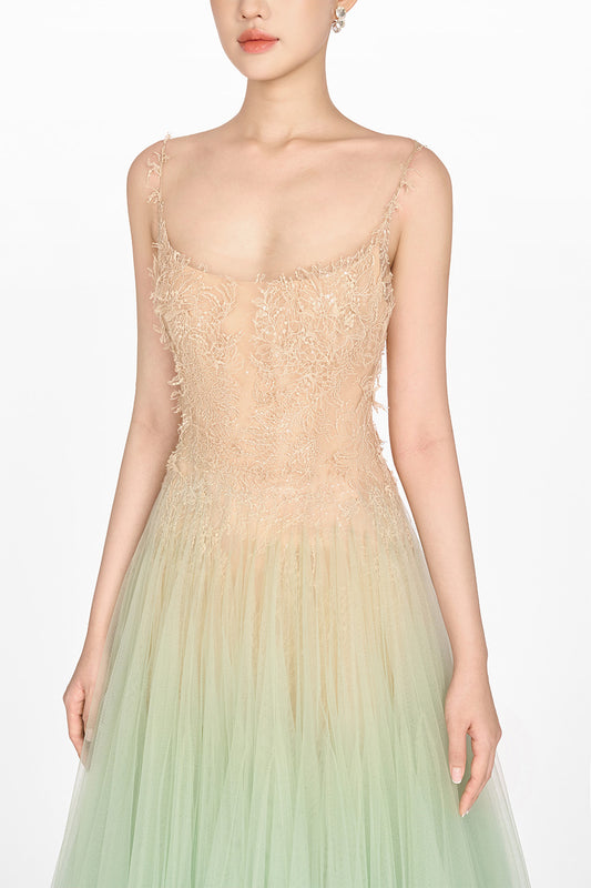 Mint Ombre Lace Midi Dress