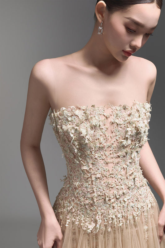 Pastel Beaded Lace Midi Dress